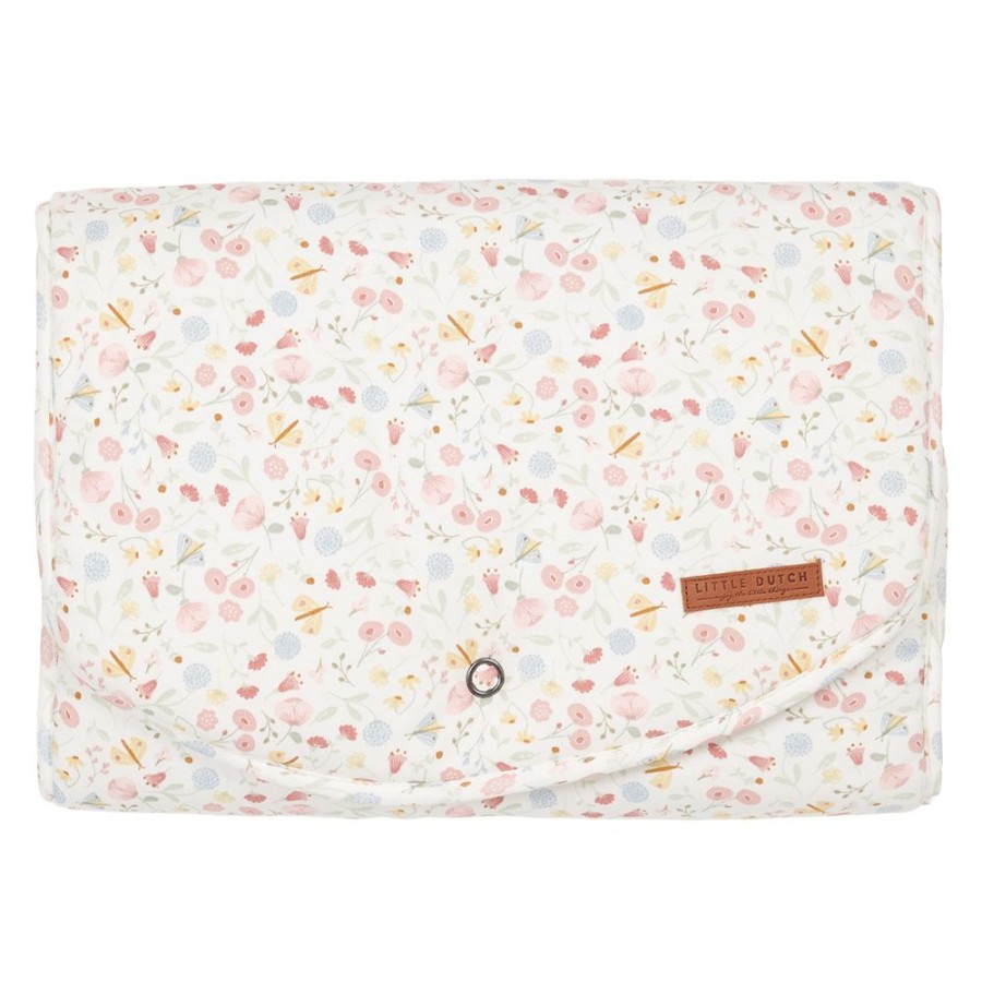Little Dutch Matelas Et Housse A Langer | Matelas A Langer De Voyage Flowers & Butterflies - Pink