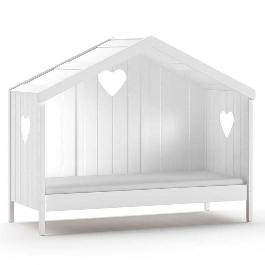 VIPACK Meuble Bebe | Lit Cabane Amori Avec Tiroir Blanc - 90 X 200 Cm