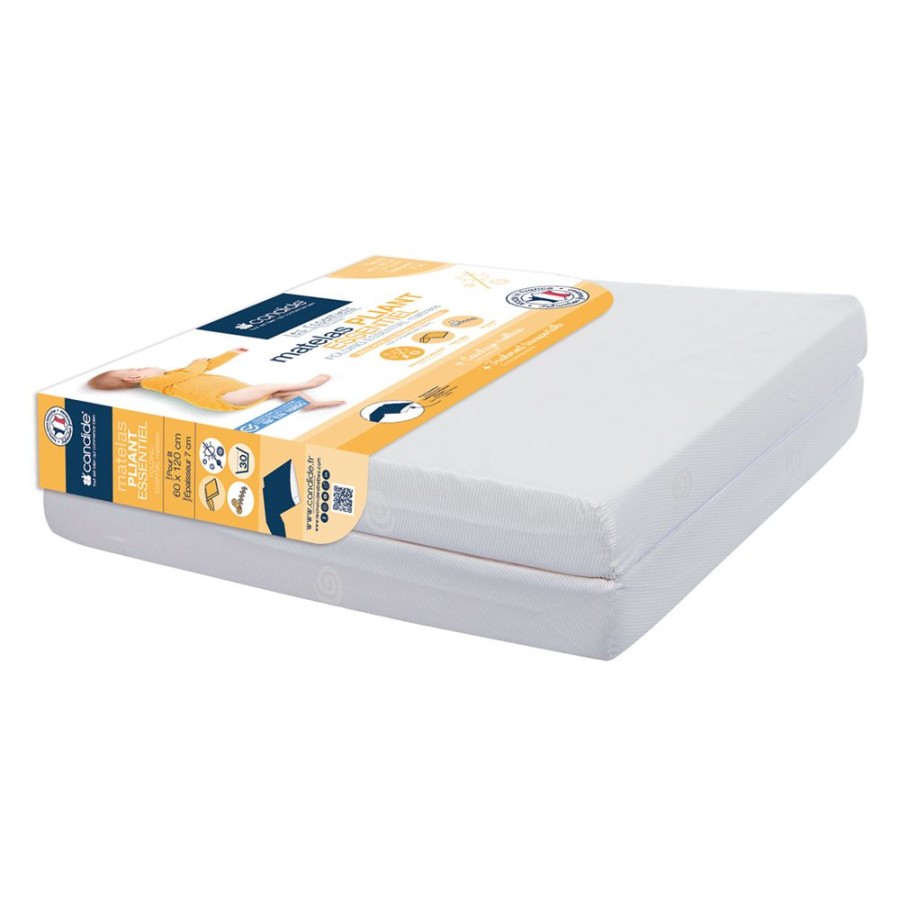 Candide Literie Bebe | Matelas Pliant - 60 X 120 Cm - Blanc