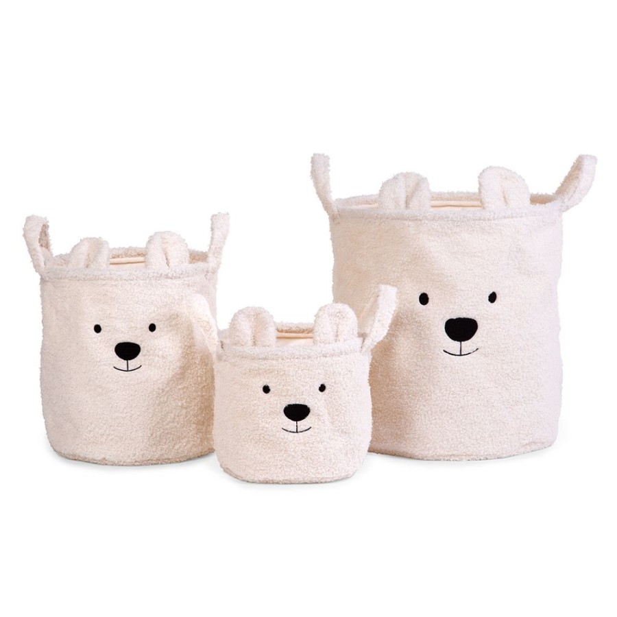 Childhome Rangement | Lot De 3 Paniers - Teddy Ecru