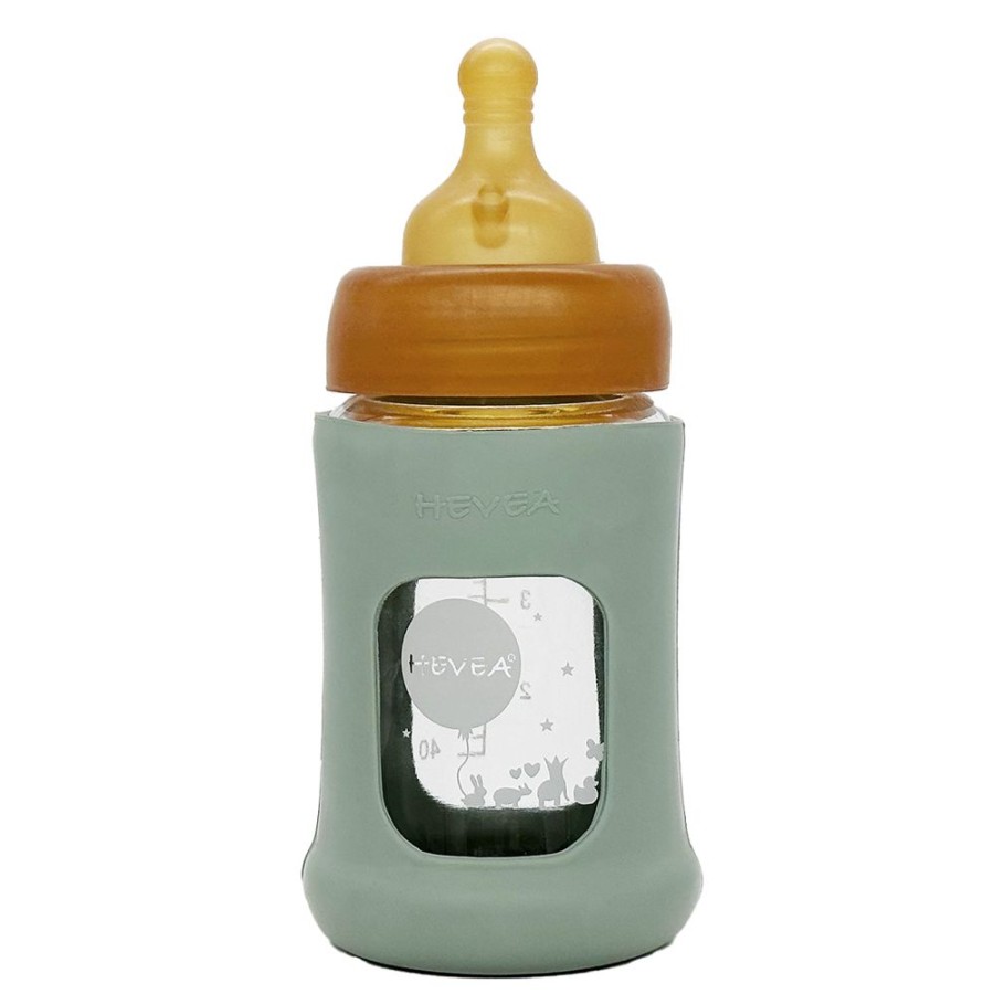 HEVEA Biberonnerie | Biberon Zero Plastique Avec Housse De Protection Seafoam Blue - 150 Ml