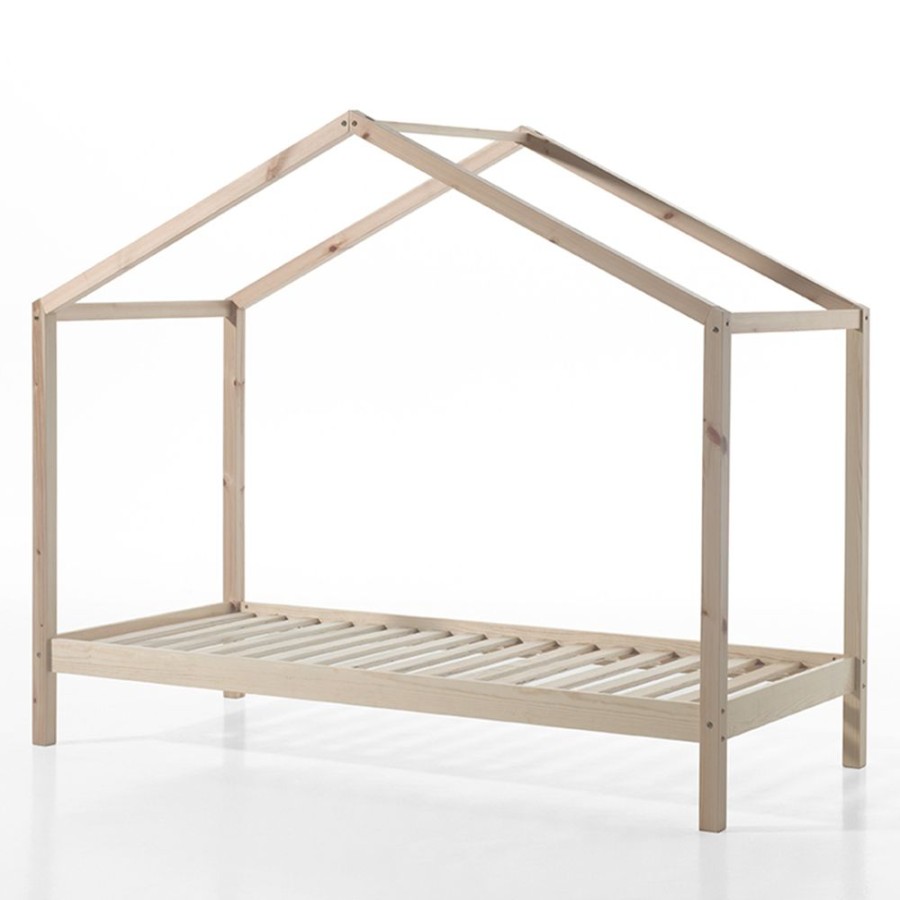 VIPACK Meuble Bebe | Lit Maison Dallas Avec Tiroir Naturel - 90 X 200 Cm