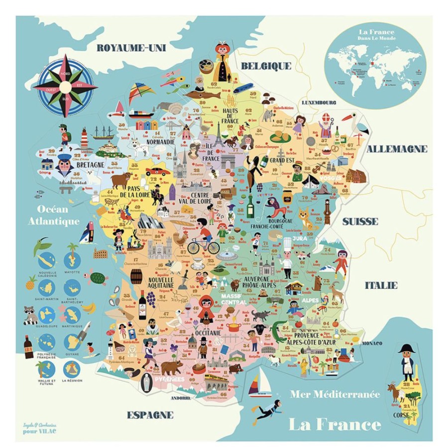 Vilac Mes Premiers Jouets | Carte De France Magnetique - Ingela P. Arrhenius