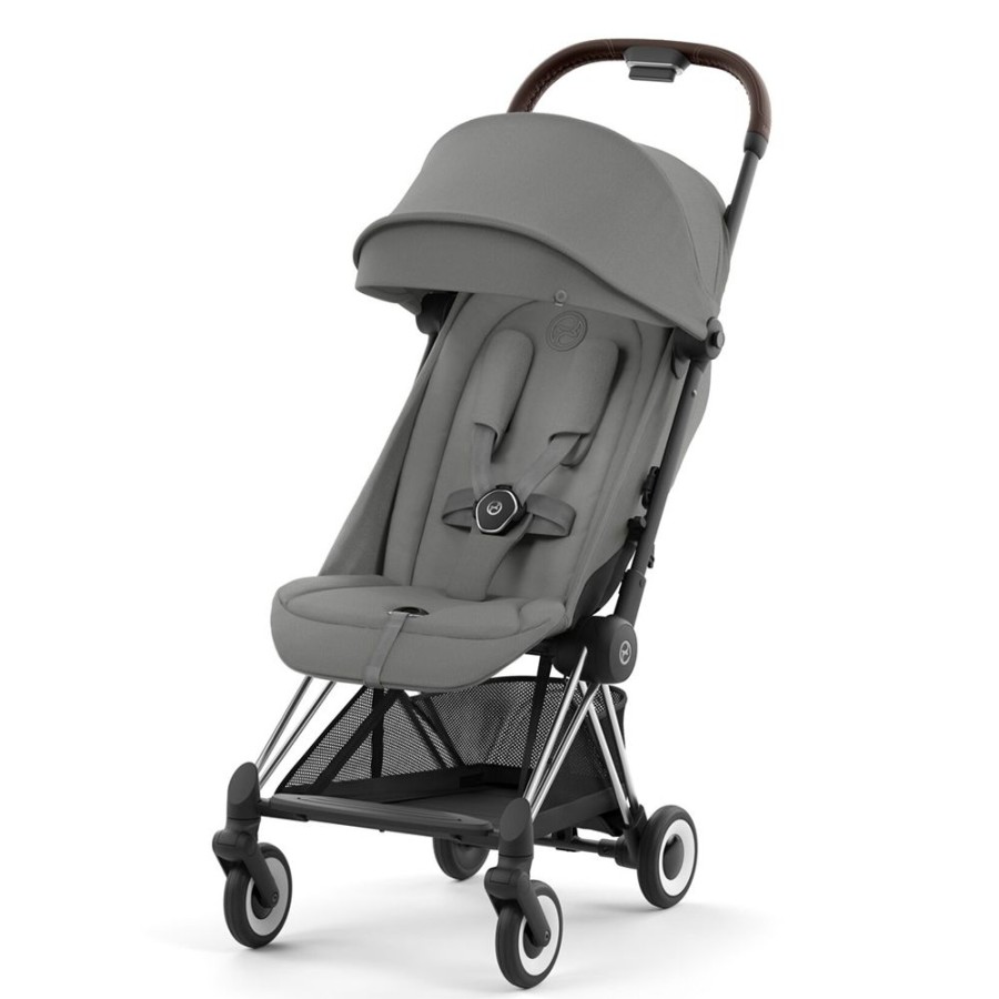 Cybex Poussette Compacte | Poussette Ultra-Compacte Coya Chassis Chrome - Mirage Grey
