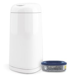 Angelcare Couche | Poubelle A Couches Dress Up + 1 Recharge - Laquee Blanche