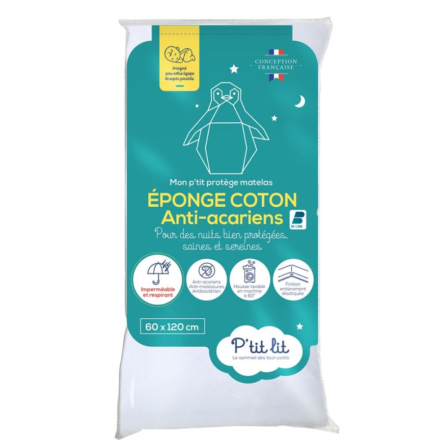 P'tit Lit Literie Bebe | Protege Matelas Eponge Biome - 60 X 120 Cm