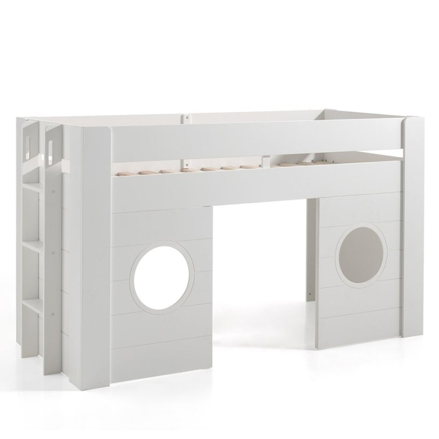 VIPACK Meuble Bebe | Lit Mezzanine Freya Blanc - 90 X 200 Cm