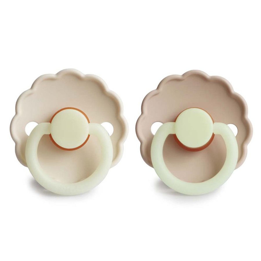 Frigg Succion | Lot De 2 Tetines Daisy Night Caoutchouc Croissant & Cream - 6/18 Mois