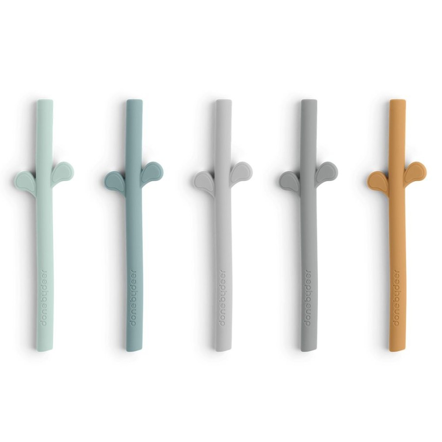 Done by Deer Repas | Lot De 5 Pailles Peekaboo - Bleu Mixte